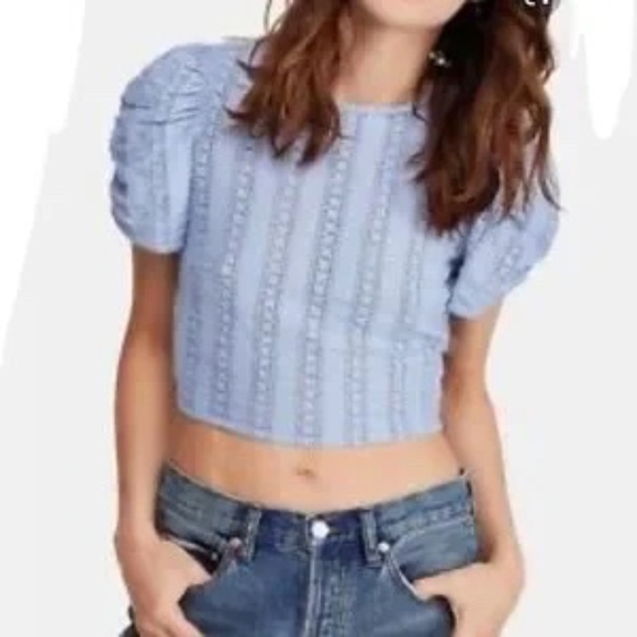 Free People, StarStruck Puff Sleeve Crop Tee - Picture 2 of 12